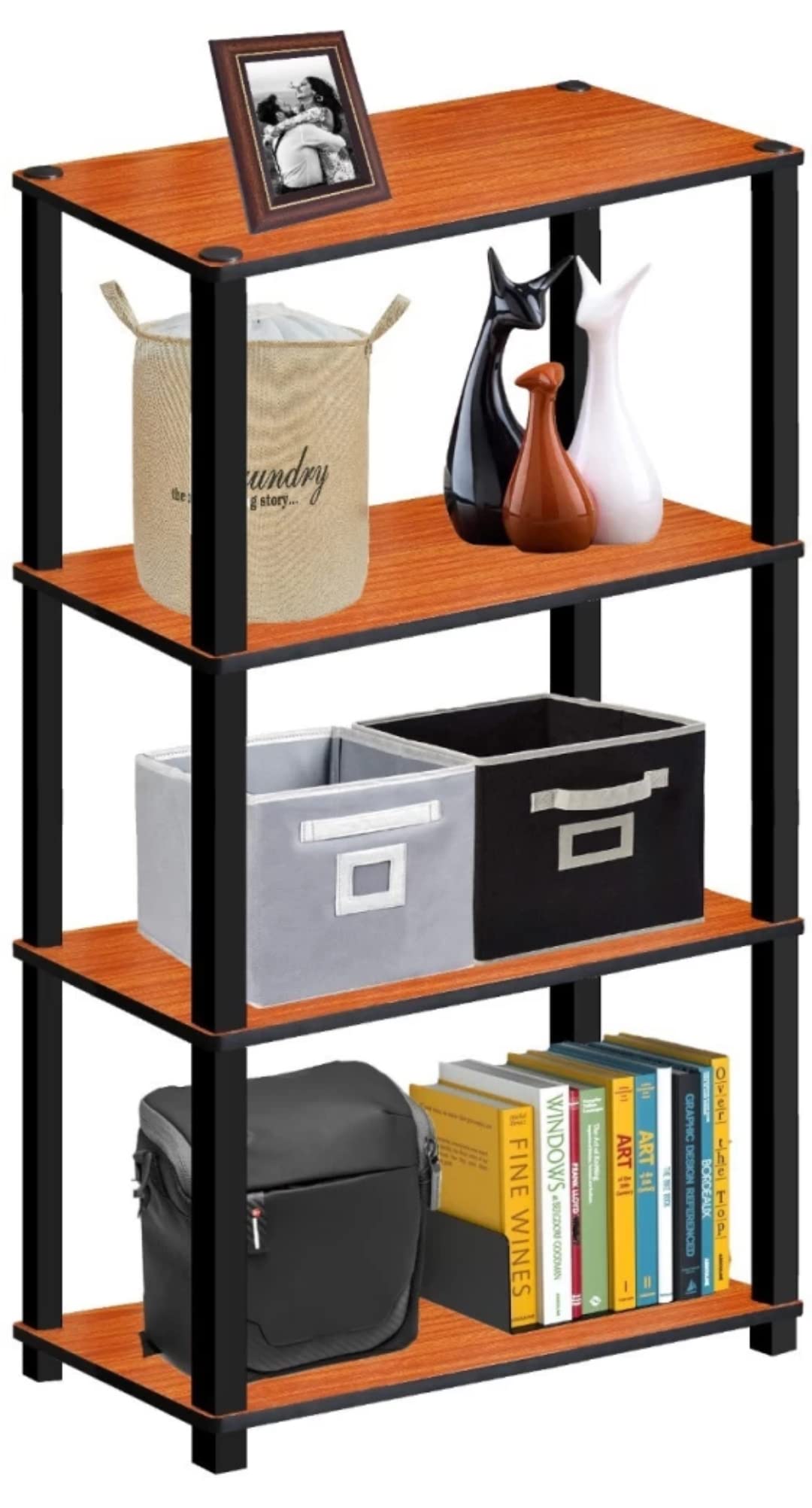 Multipurpose Shelf/Display Rack/Storage Shelf/Bookshelf, Engineered Wood Side Table, Turn-N-Tube Book Shelf (4-Floor)-image-25