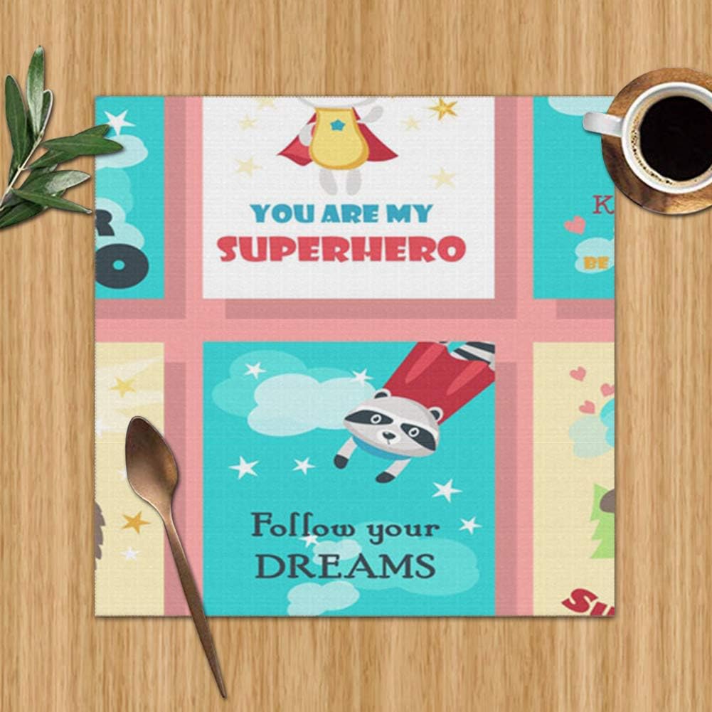 Set Cards Cute Superhero Wildlife Signs Symbols Set Of 4