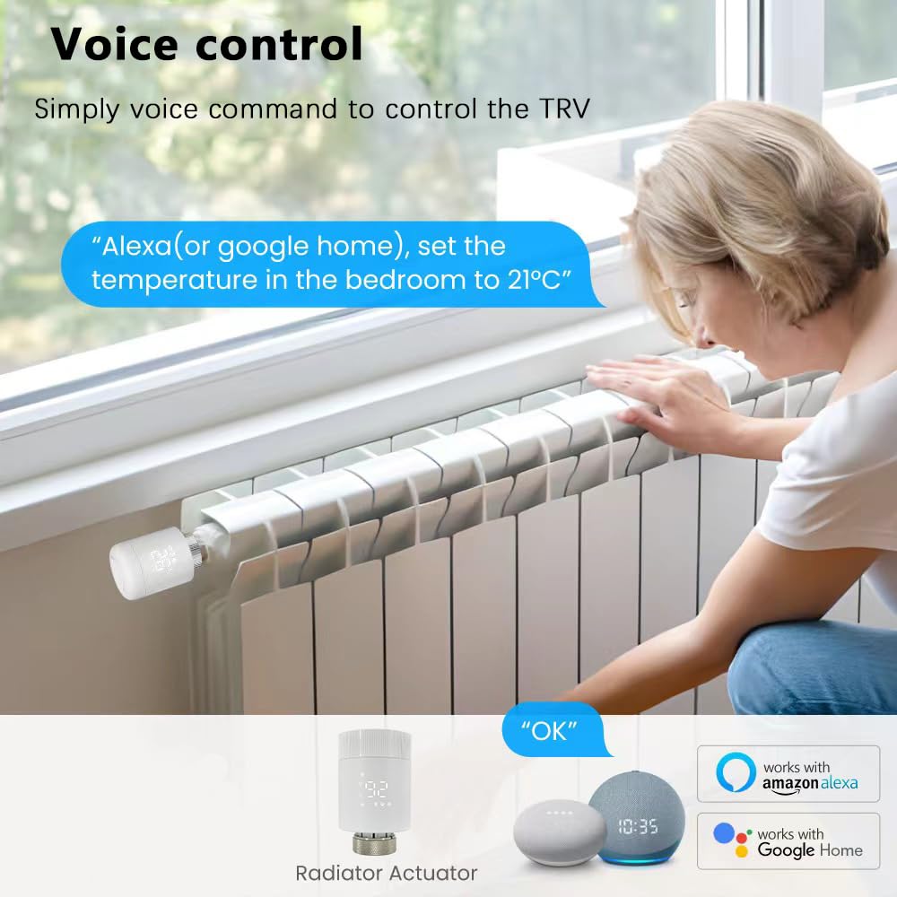 TR-M3Z-WIFI Valvola di controllo della temperatura WiFi add-on compatibile con Alexa, Siri e Google Assistant per il controllo delle app di riscaldamento e spazi singoli digitali
