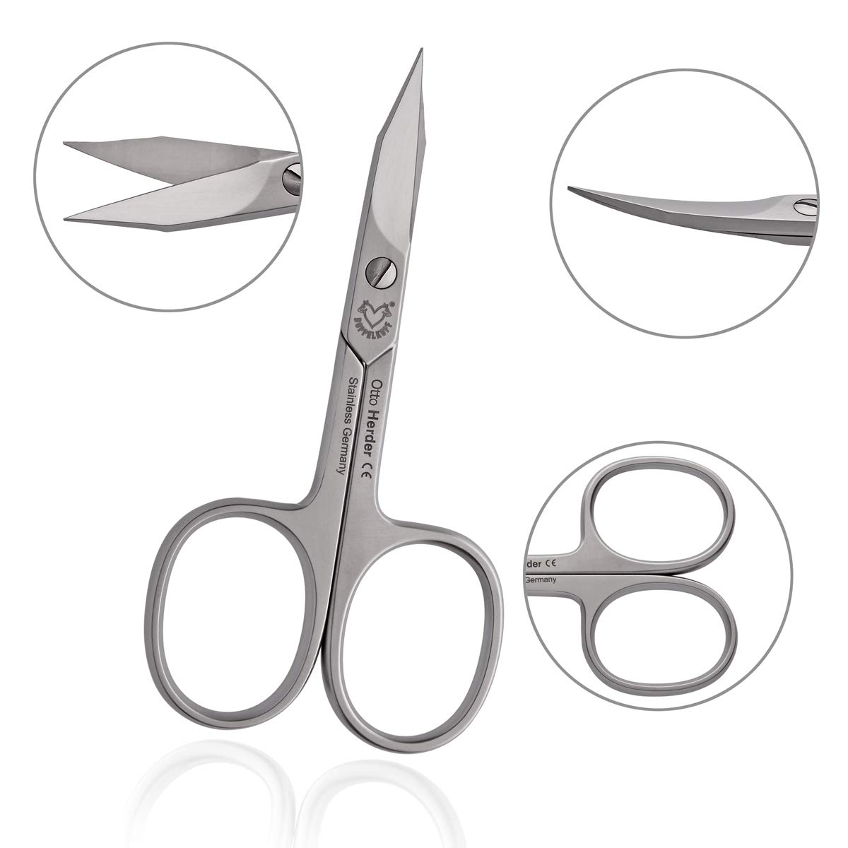 Otto Herder – Tijeras de uñas combinadas extra afiladas para piel y uñas inoxidables en estuche – Tijeras para uñas gruesas y cutículas sobresalientes