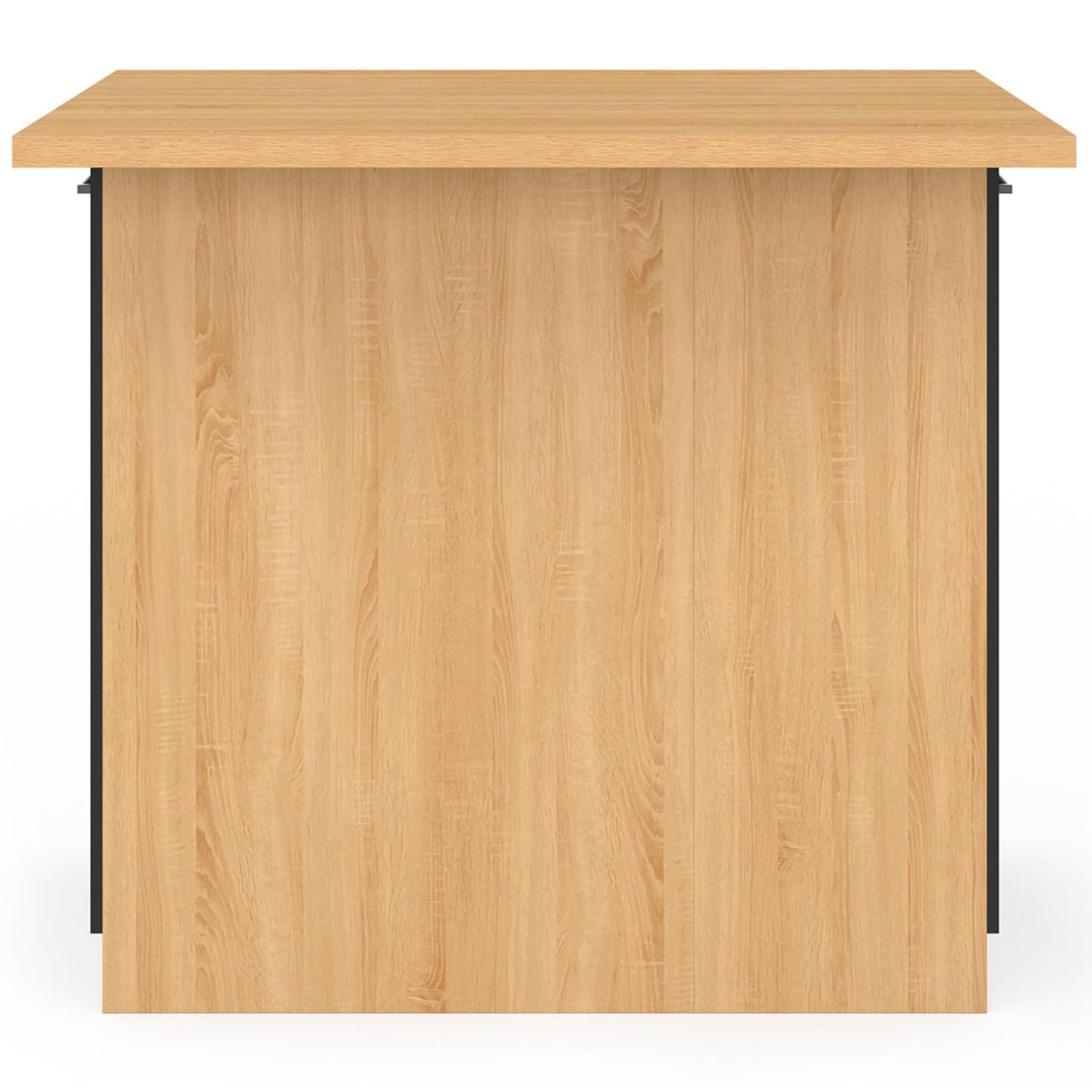 IDMarket - Ilot Central IVO 100 cm Bois façon hêtre Portes Noires avec Plan de Travail