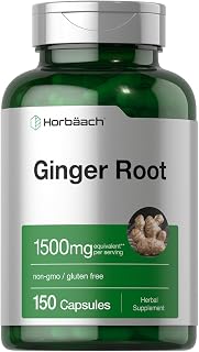 Horbaach Ginger Root Capsules | 150 Count Non-GMO Gluten Free Extract | Traditional Herbal Supplement
