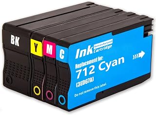 MONAXGO Remanufactured 712 Ink Cartridges Replacement for HP 712 Ink Cartridges (BKCMY)