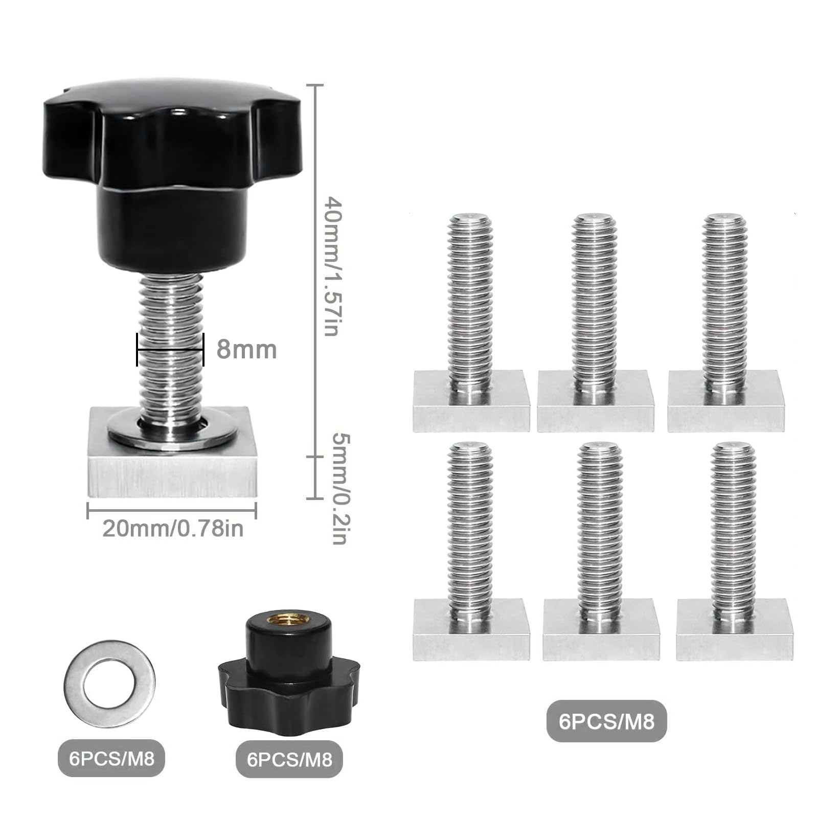 6 Adattatori Per Binario A T M8 - Bulloni Scorrevoli In Acciaio Inox Per Portapacchi E Box Tetto - Foto 6
