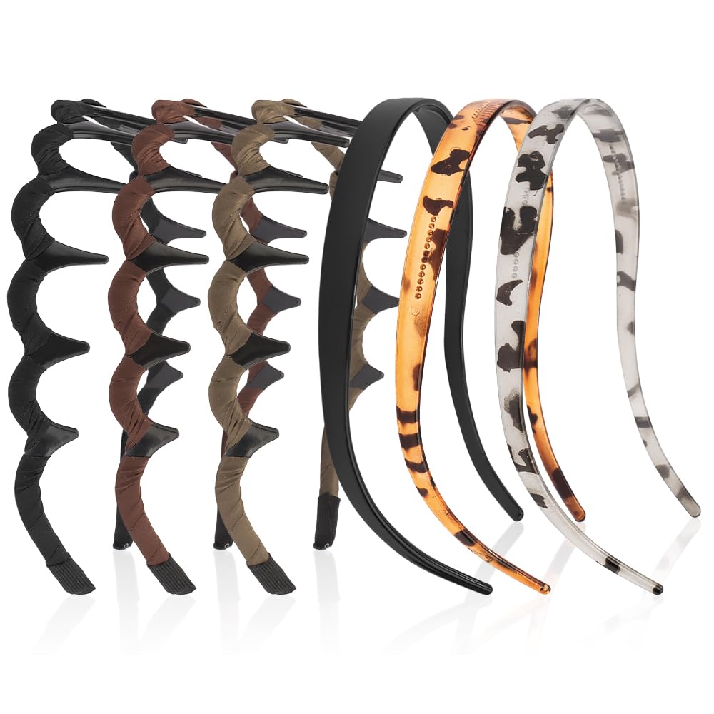 6 Pcs Fashion Wide Zig Zag Headbands Flex No Pressure Square Headband for eyewears with Teeth for Women Non-Slip Comb Plastic Matte Hair Classic 90s Styling Headbands for Skin Care Makeup Hair Holder