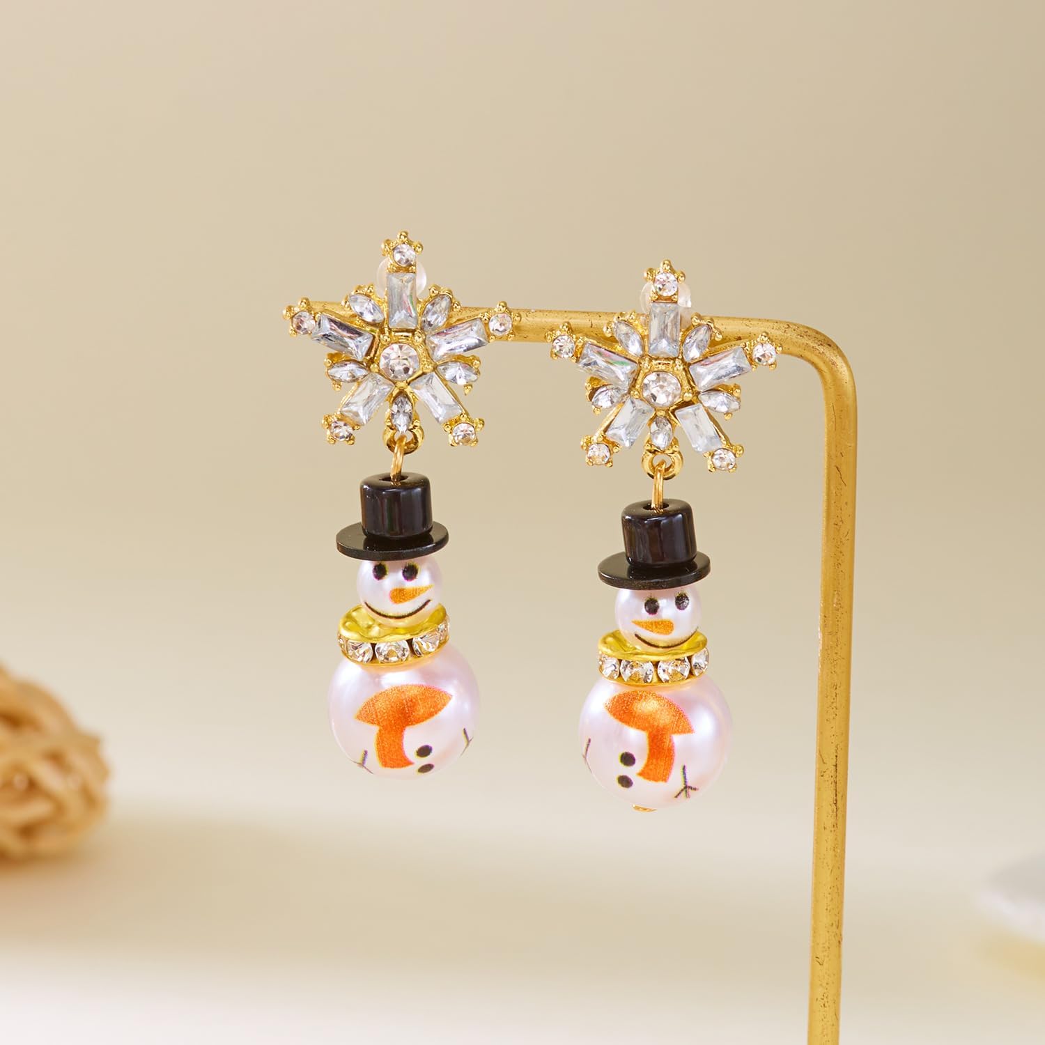 Christmas Earrings for Women Dainty Snowmen Drop Dangle Earring Crystal Snowman Xmas Earrings Holiday Jewelry - Image 5