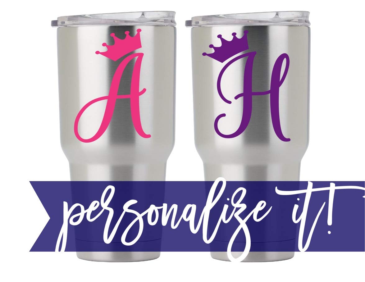 Letter Decal with Crown for Cup, Car, Planner, Laptop, Your Choice of Color & Style Decals by