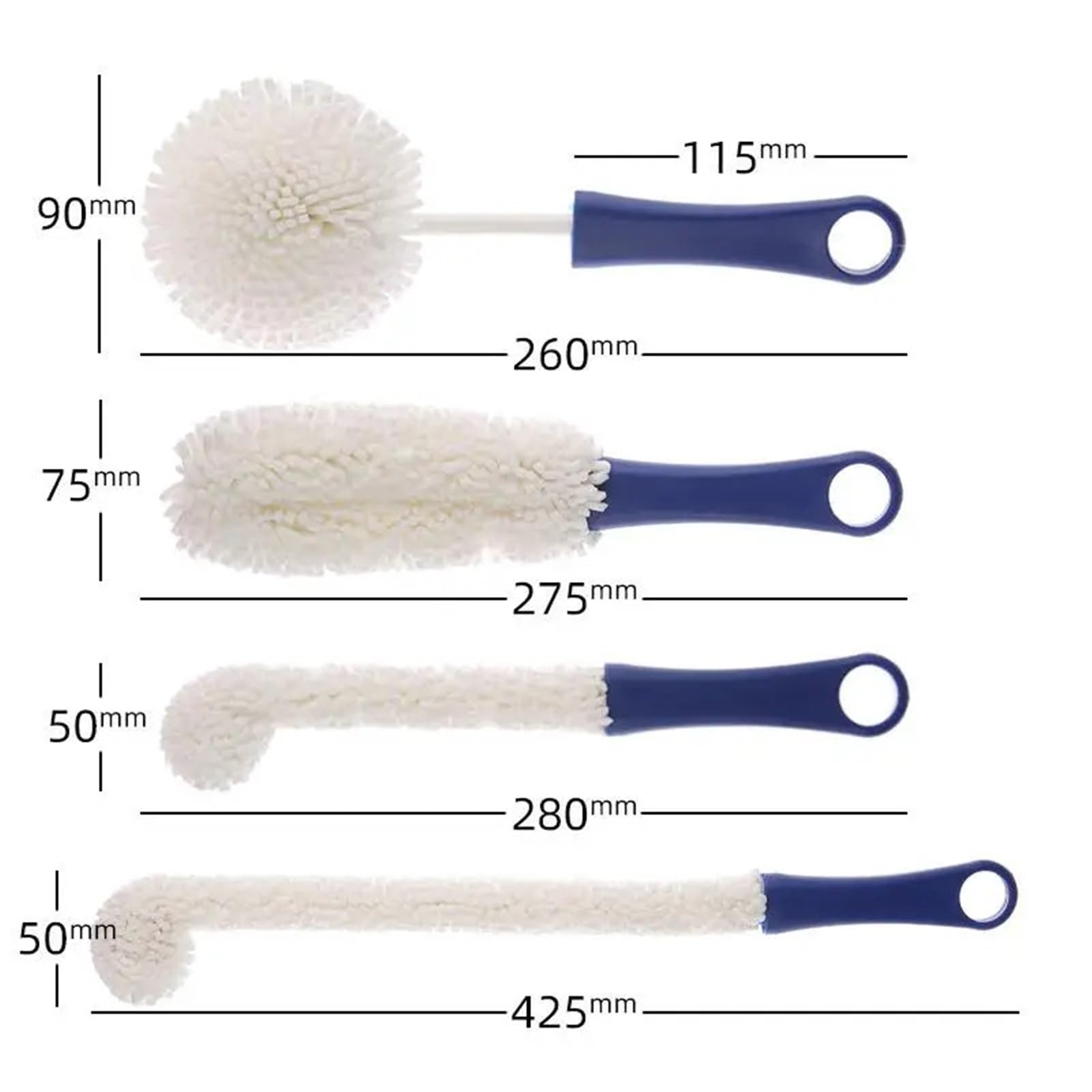Scovolino per Bottiglie Bacchetta in schiuma antiscivolo con manico flessibile in spugna for bottiglie, accessorio for la pulizia della cucina tazza(3PCS Color 05)