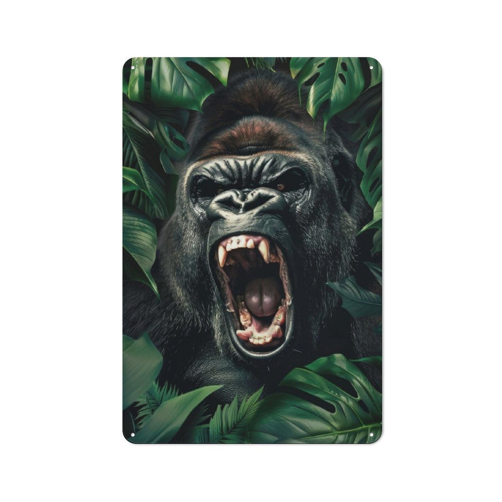 Junmoney Gorilla In The Jungle Rustic Metal Wall Sign 30X20cm For Hobby Room Or Studio, For Vintage Wall Decor Fans, For Themed Room Decoration