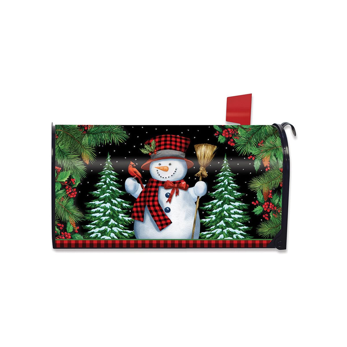 Briarwood Lane Winter Mailbox Cover - Standard Size - Red Checkered Snowman for Winter Mailbox Cover