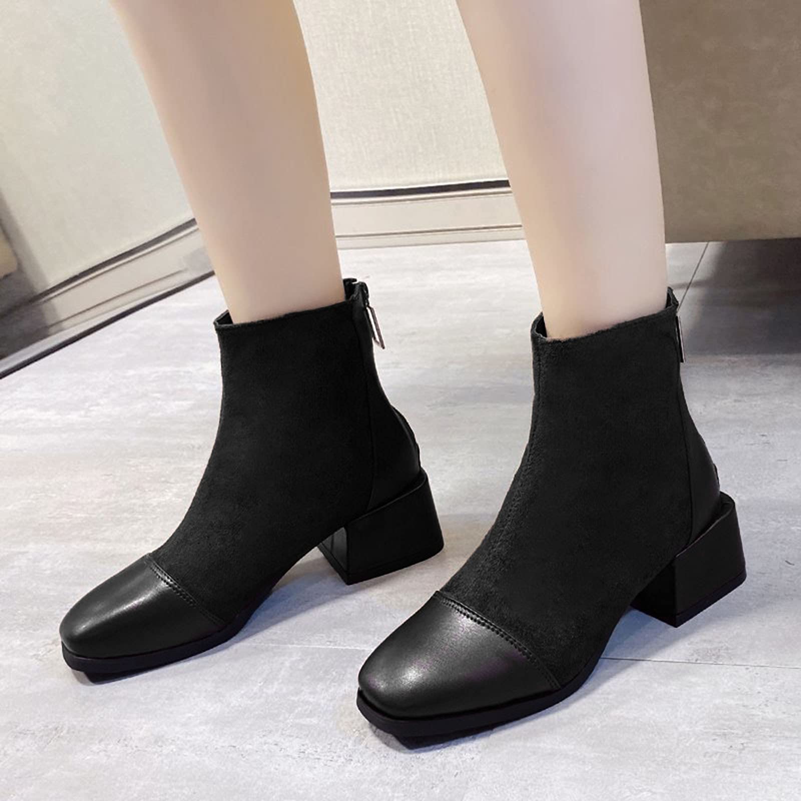 D G Scarpe Elastiche con Tacco Medio Tondo Stivali con Cerniera alla Stivali Corti da Donna Articoli Neonato
