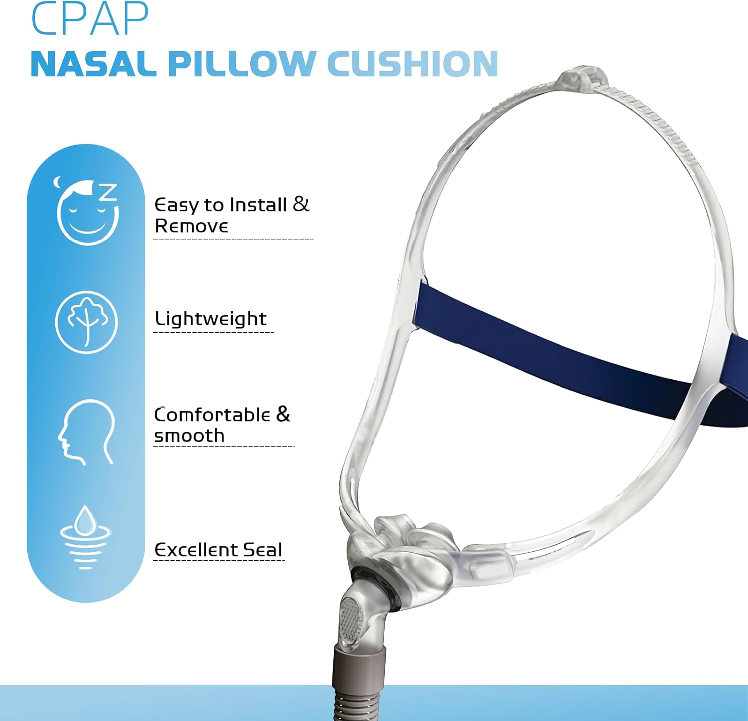 2 Pack CPAP Nasal Pillows Compatible with ResMed Swift FX Nasal Frame Assembly, Gel Silicone Elastomer Dual-Wall Nose Pillow Cushion Mask - Medium - Image 3