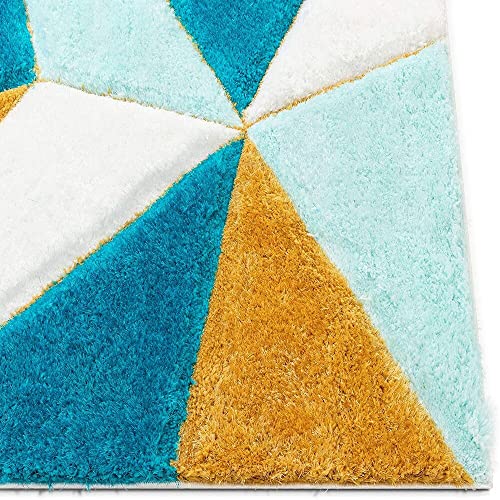 Image of F & B RUGS ; SUPERIOR QUALITY PRODUCTS Super Soft Indoor Modern Shag Microfiber USA Exported Carpet with 2. inchInch Thickness Silky Fluffy Smooth 7x7 feet Blue Mix