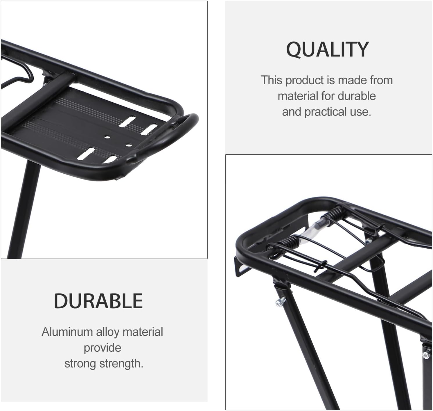 Aluminum Alloy Bicycle Rear Cargo Rack Carrier Mountain Bike Luggage Rack with Seatpost Holder for Touring and Commuting