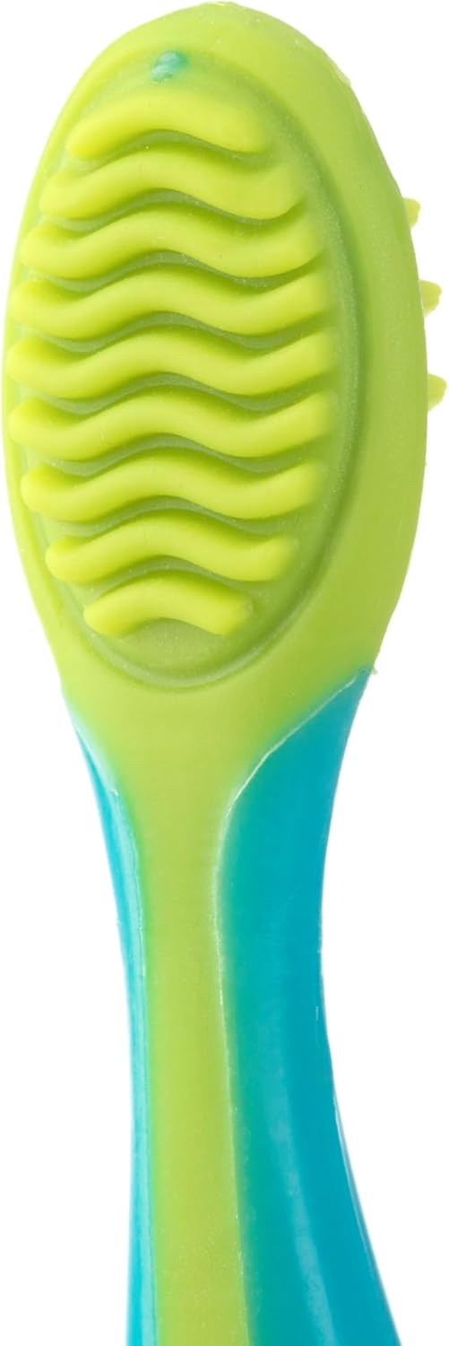 Nuby 4 Stage Toothbrush for Kids - Oral Care Set System - 3 Pack - Baby Toothbrush for 0-6 Months - Blue/Green