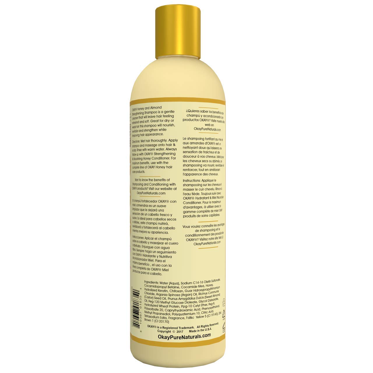 Okay and Almond Nourishing And Strengthening Shampoo Helps Refresh,Revitalize, and Strengthen Hair Sulfate,Silicone,Paraben Free For All Hair Types and Textures Made in USA oz Honey 12 Ounce - Image 2