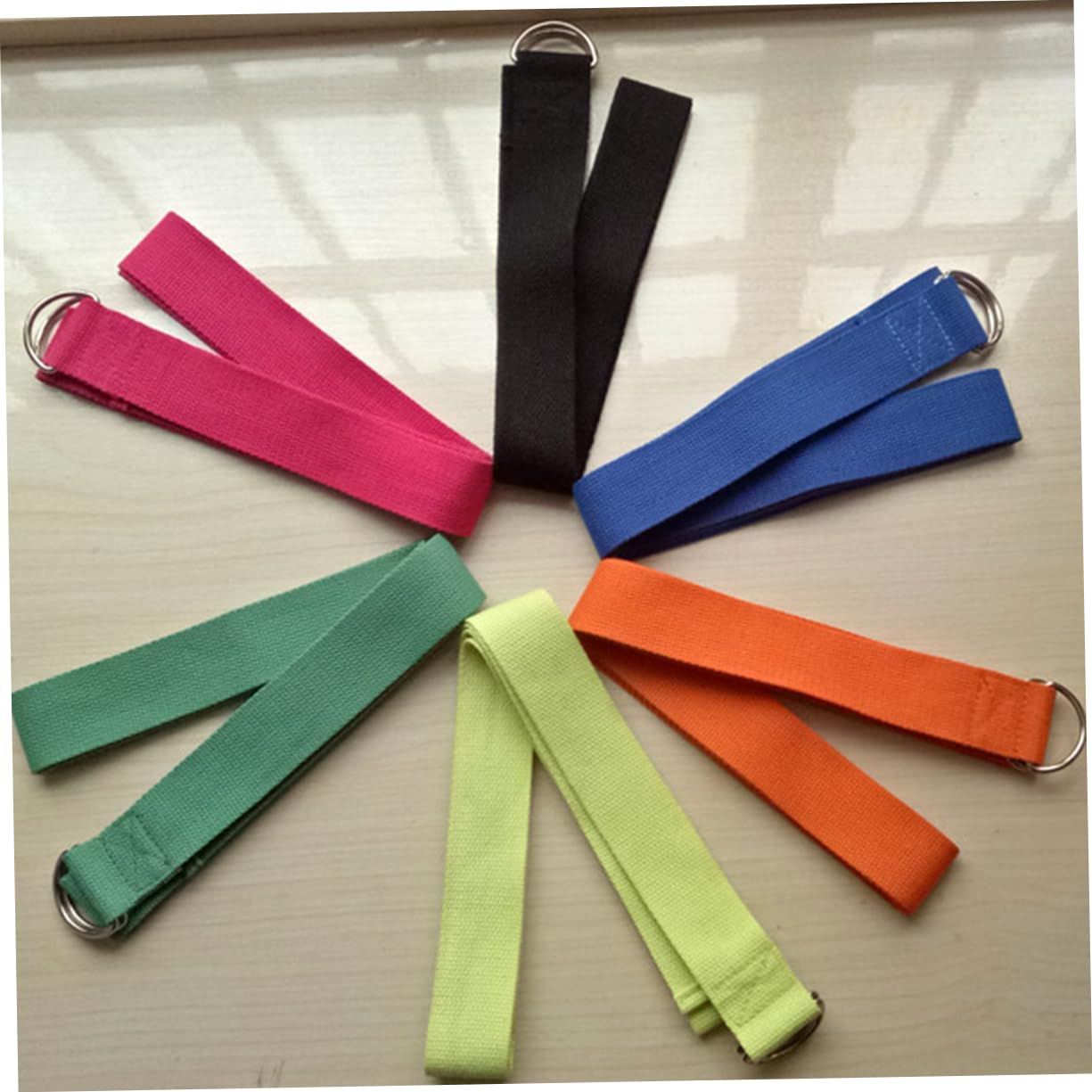 KOMBIUDA Yoga Strap for Stretching D Ring Exercise Strap for Enhanced Flexibility and Physical Therapy Material for Use Green