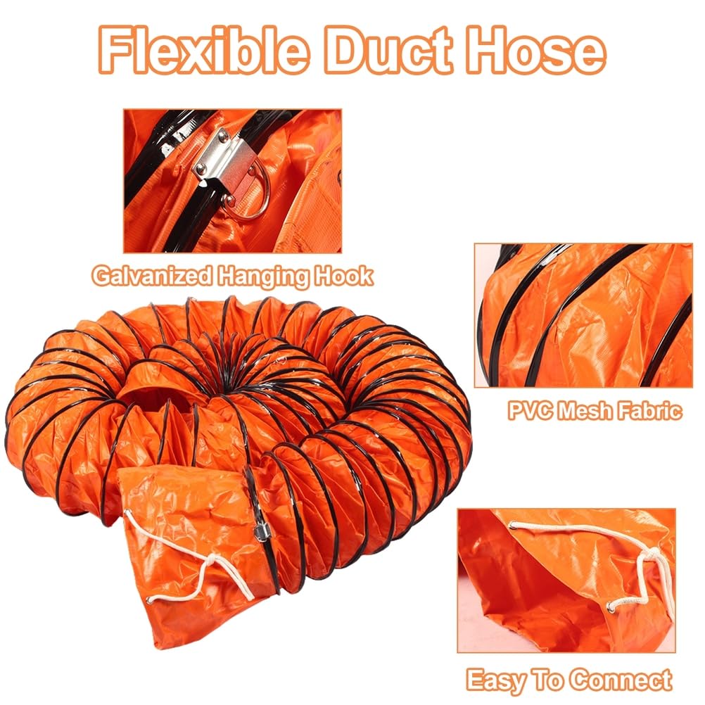 Manguera Flexible de PVC para conductos, conducto telescópico portátil para Sistemas de climatización, Manguera de ventilación para extractores y sopladores,10m/32ft,Dia 15cm(5 9/10")