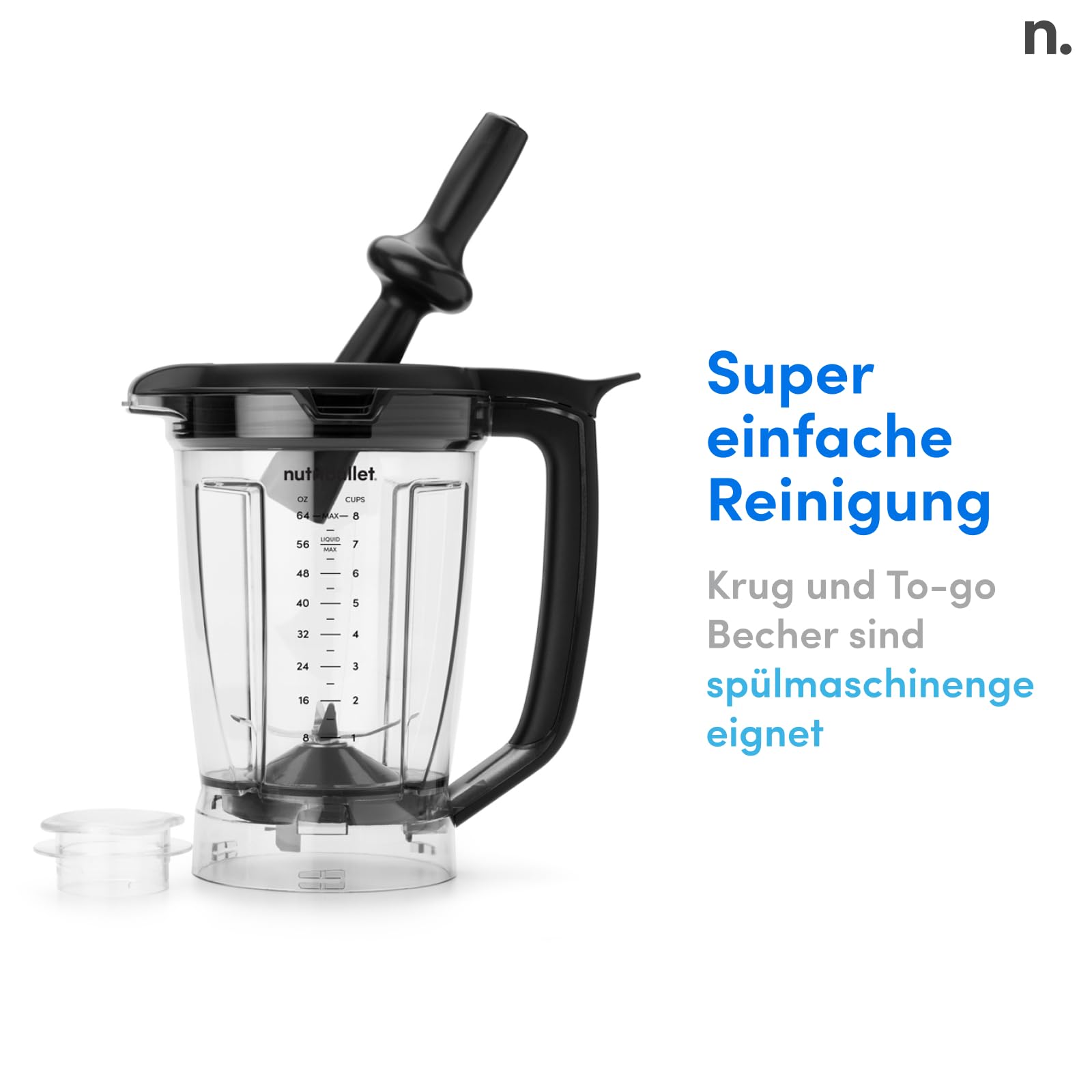 nutribullet Full Size Blender Combo, Elektrischer Mixer, Multifunktionaler Zerkleinerer, Profi, 1200 Watt Leistung, 1,89l Krug, 946ml und 710ml Gläser, schwarz, NBF580B