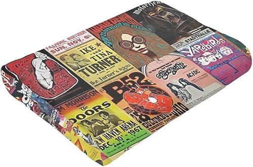 Miniatura 6 de Manta de franela con collage de bandas de rock, ligera y acogedora, manta suave para sofá, apta para todas las estaciones, 80 x 60 pulgadas