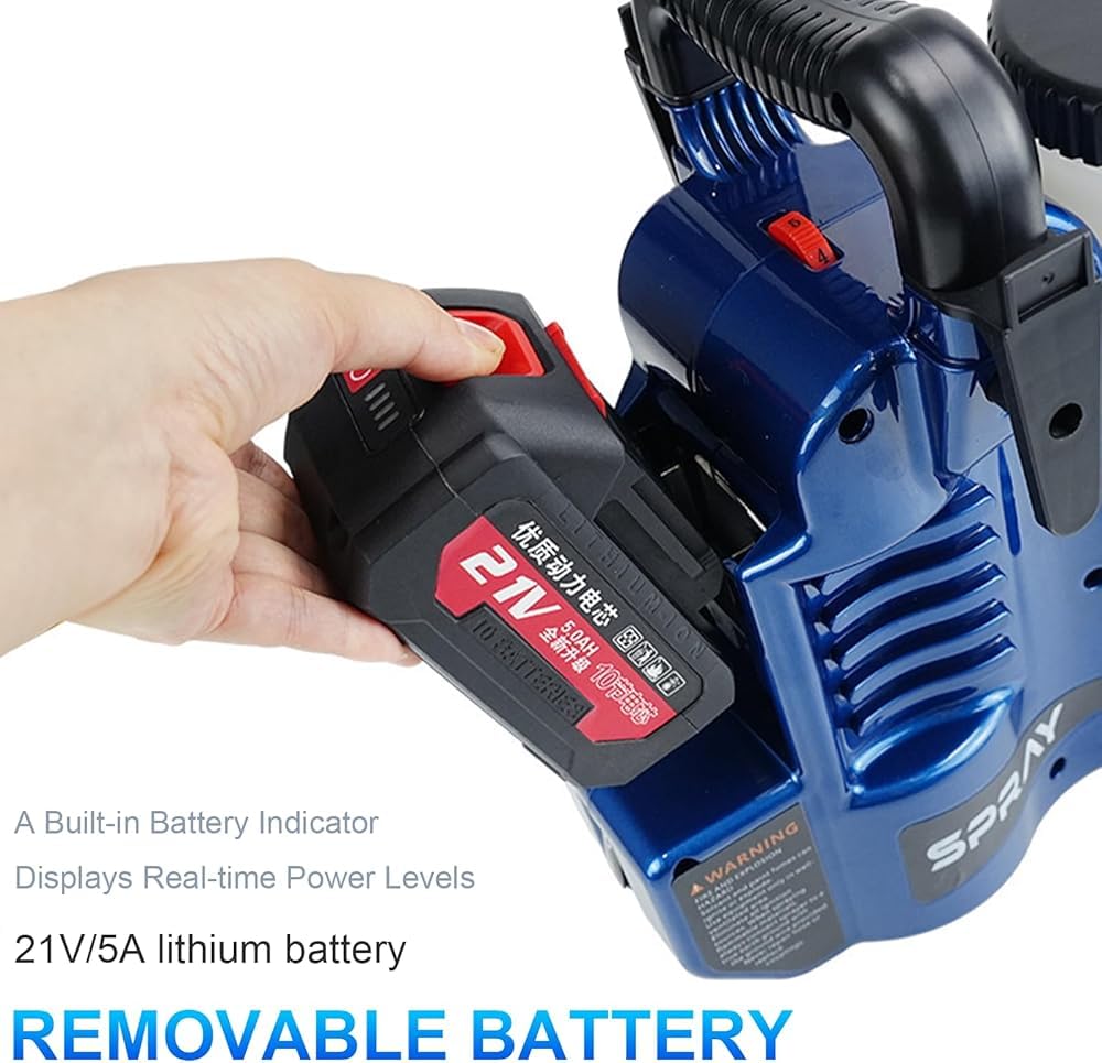 Pulverizador de Pintura inalámbrico 21V 500W Pistola de pulverización de Mano 1.2L tolva 15MPa presión 6 velocidades ajustes Ligeros Herramienta con Pilas para DIY Valla de Pared proyectos de Pintura