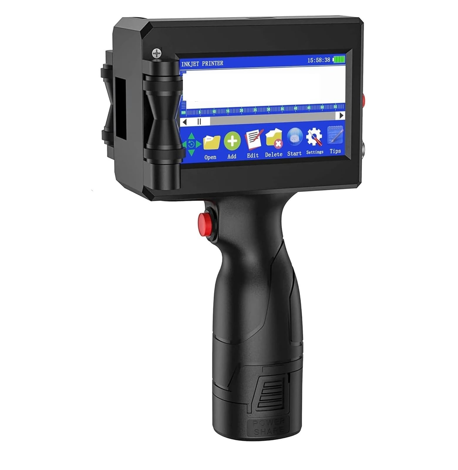 MYUYEE 25.4Mm Qr Bar Batch Code Variable Number Variable Logo Expiry Date Lable Handheld Thermal Inkjet Printer On Any Surfaces (1Printer 2Black Ink)