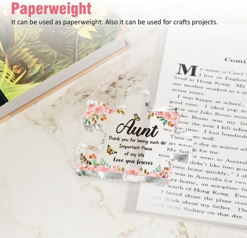 Gifts for Aunt - Engraved Acrylic Block Puzzle Piece Decorations 3.9 x 3.3 inch - Delicate Aunt Birthday Gifts from Niece - Mothers Day Christmas Birthday Gifts for Aunt Auntie, Ideas - Image 7