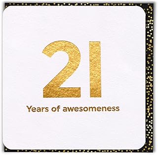 Brainbox Candy - Age 21st Age Funny Cool Happy Birthday Card - '21 Years of Awesomeness' - Son Daughter Niece Nephew Granchild Bestie Mate Him Her Boyfriend Girlfriend Son Daughter Niece Nephew