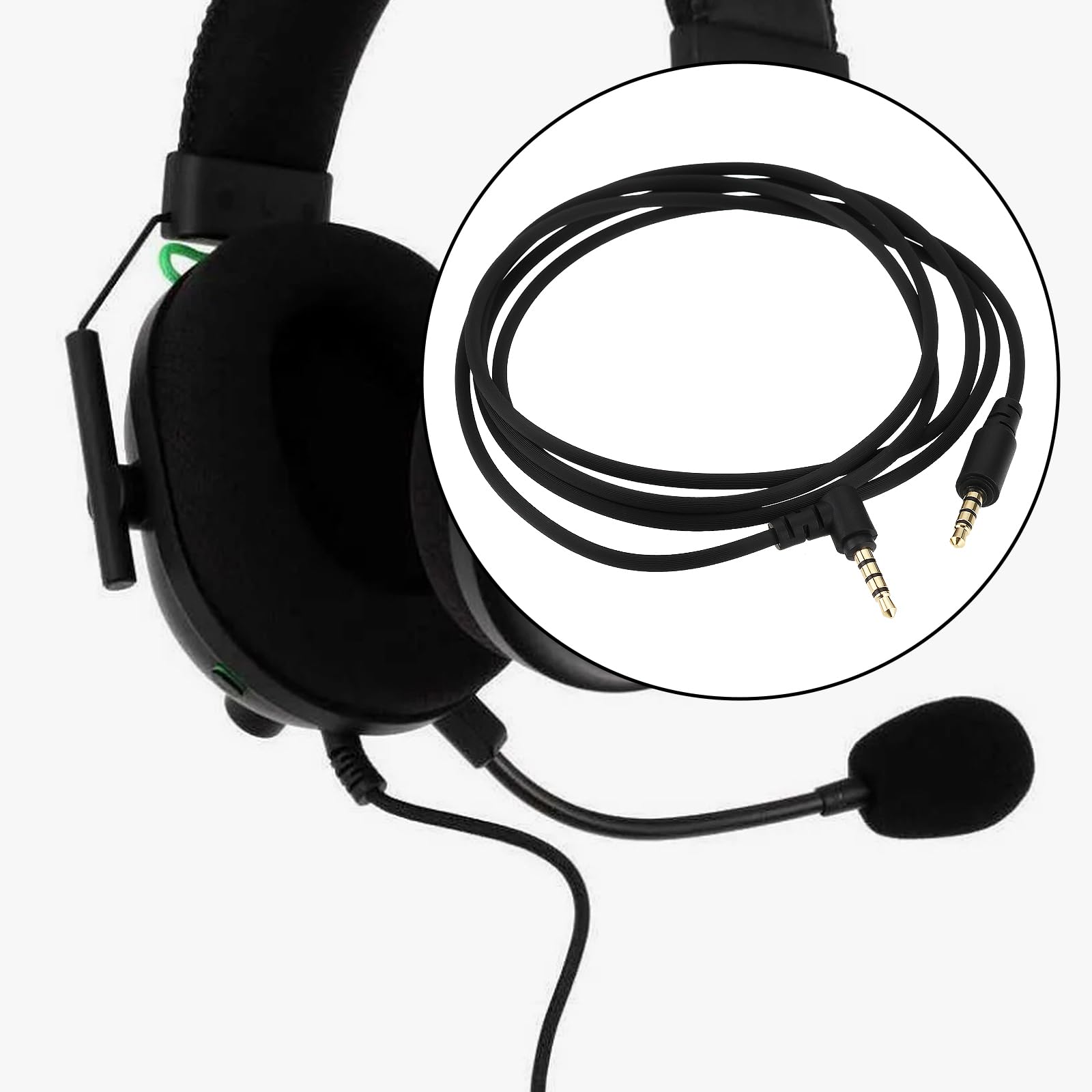 Create idea 1 x wygięty kabel audio 3,5 mm do gniazda 3,5 mm, kompatybilny z Razer BlackShark V2 Pro, kompatybilny ze słuchawkami do gier Razer Nari Ultimated 7.1 z dźwiękiem przestrzennym