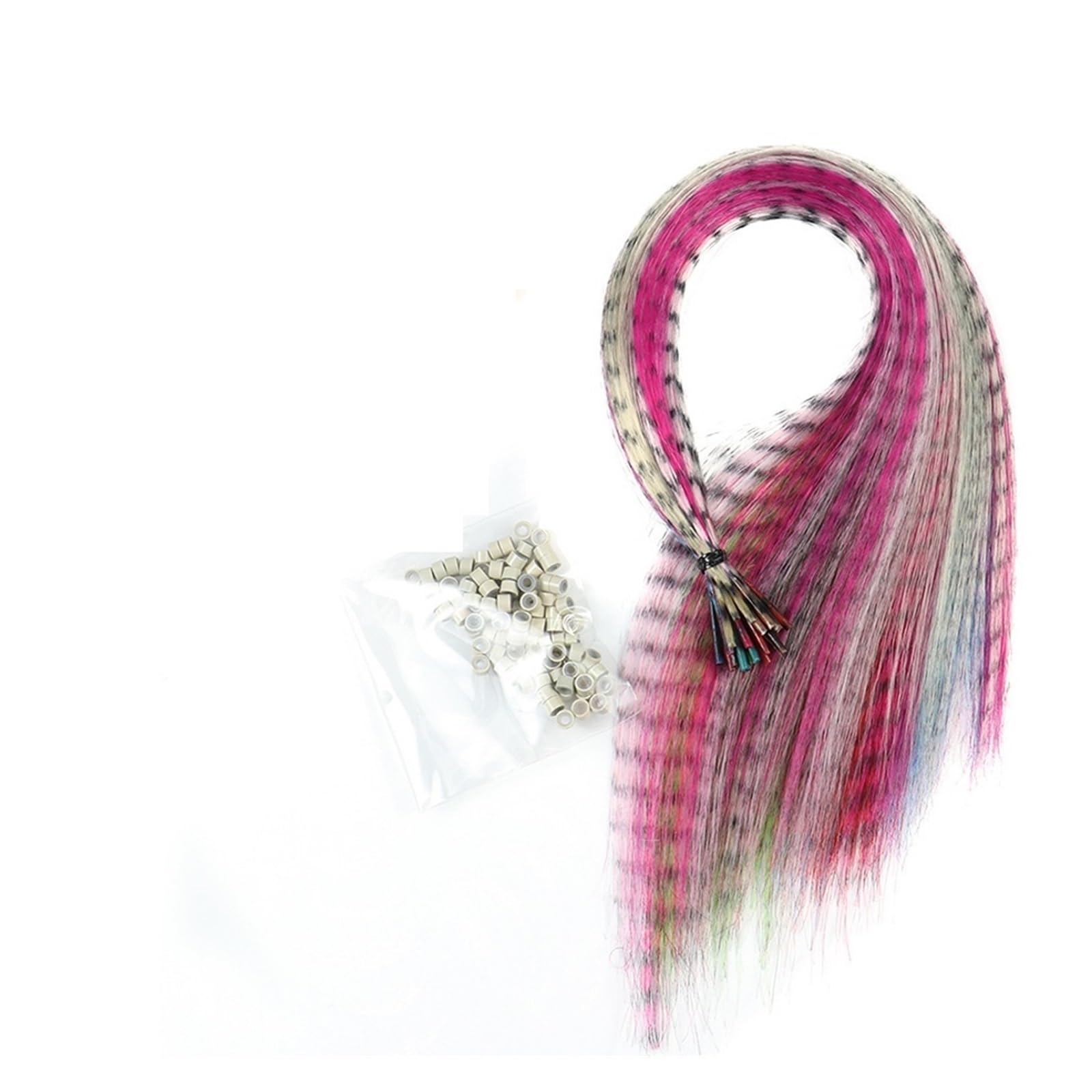 Extension de cheveux en plumes Mèches colorées for Extension de Plumes de Cheveux 10 Pièces Postiche Synthétique Faux Cheveux Ligne de Zèbre Extensions de Cheveux de Plumes (Color : 30strands, Size