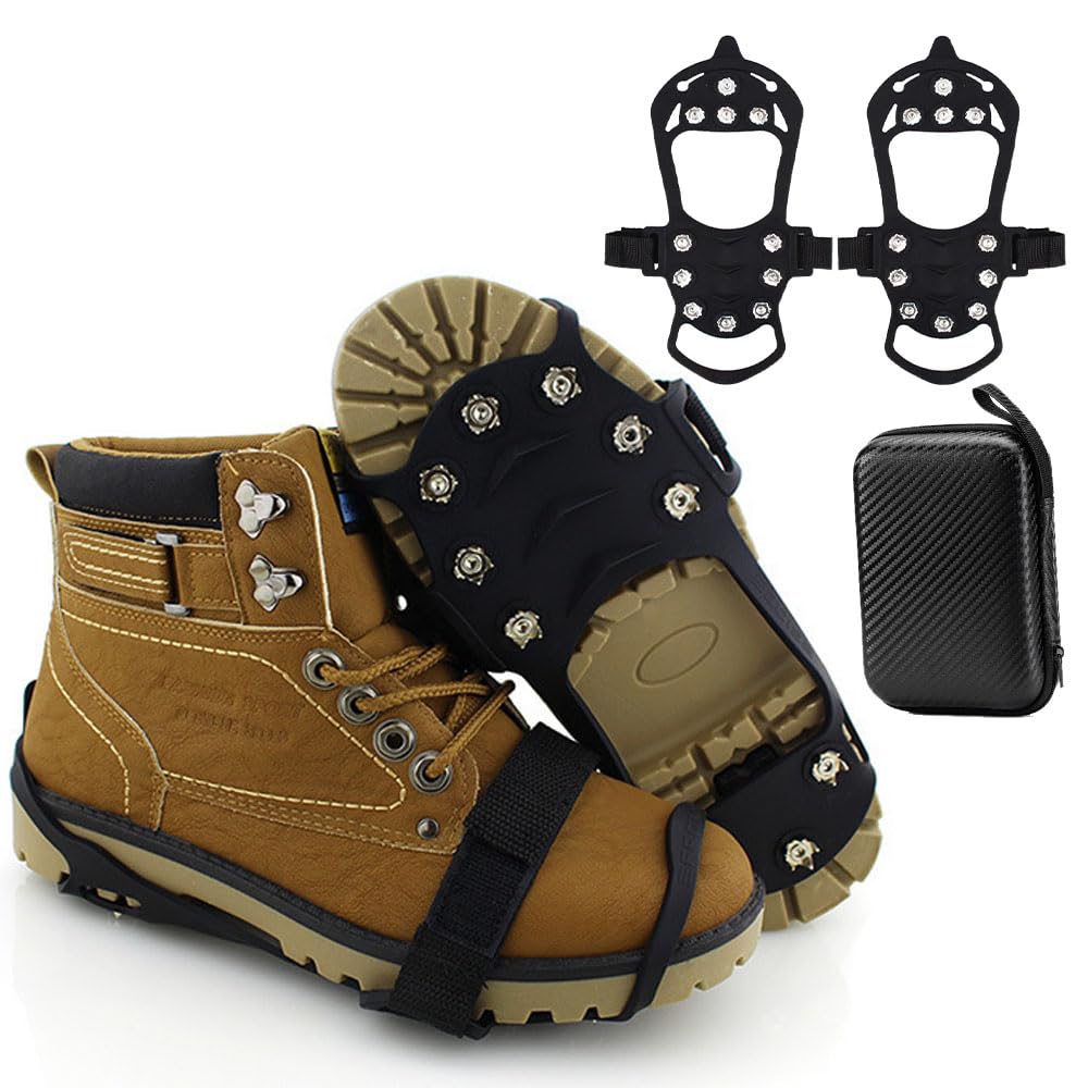 KBIBCK Spikes for Shoes Winter, Shoe Spikes Snow and Ice Anti-Slip, Spikes Shoes Shoe Claws with 11 Teeth, Crampons for Mountain Shoes, for Hiking, Trail, Running, Trekking, Winter, Outdoor