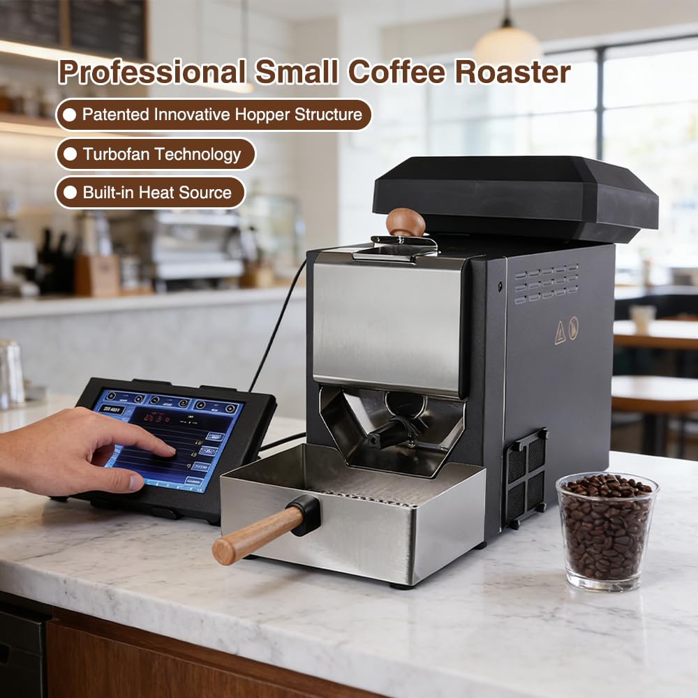 Kleiner Kaffeeröster, Professionelle Version, 200g Kaffeebohnen Röstmaschine, Röstkurven Anpassung, Integriertes Röstsystem, Auch für Artisan