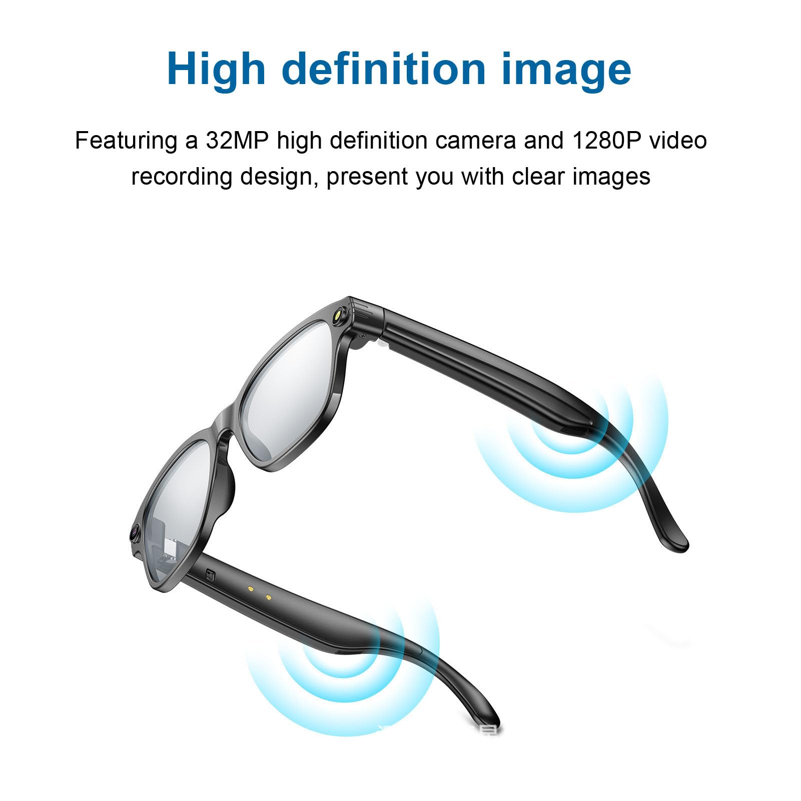 Cuifati Occhiali per Fotocamera Intelligenti Occhiali per Display AR per Traduttore AI Fotocamera HD da 32 MP Bluetooth 5.4 Streaming WiFi per Viaggi, Riunioni di Lavoro con