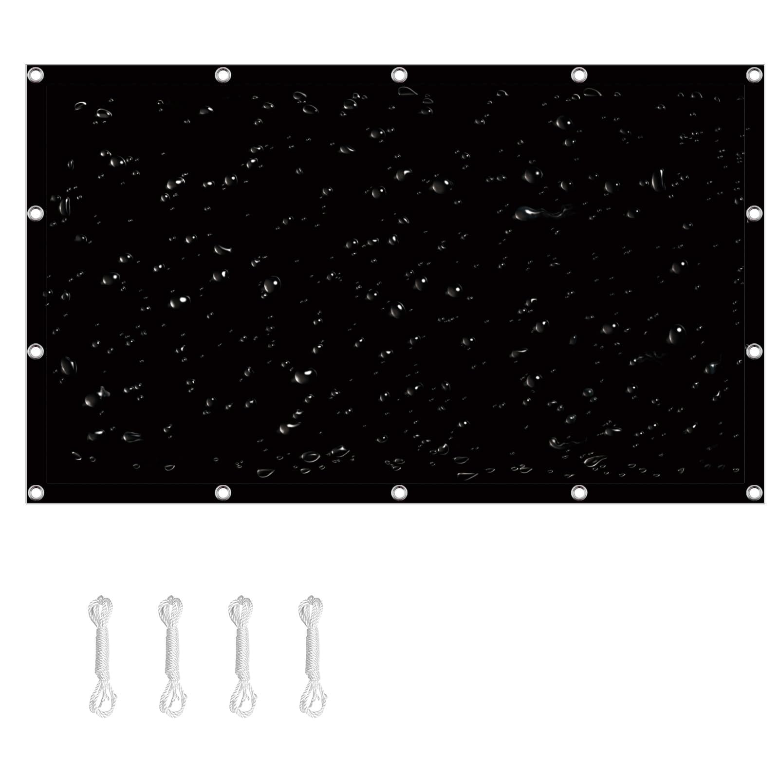 Toile ombrage pour patio et balcon 120x310 cm voile pare-soleil noir avec cordes