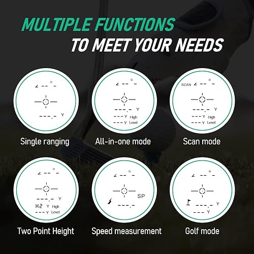 Miniatura 3 de REVASRI Telémetro de golf con pendiente y vibración de bloqueo de bandera, 650 yardas de distancia horizontal vertical y función de escaneo,