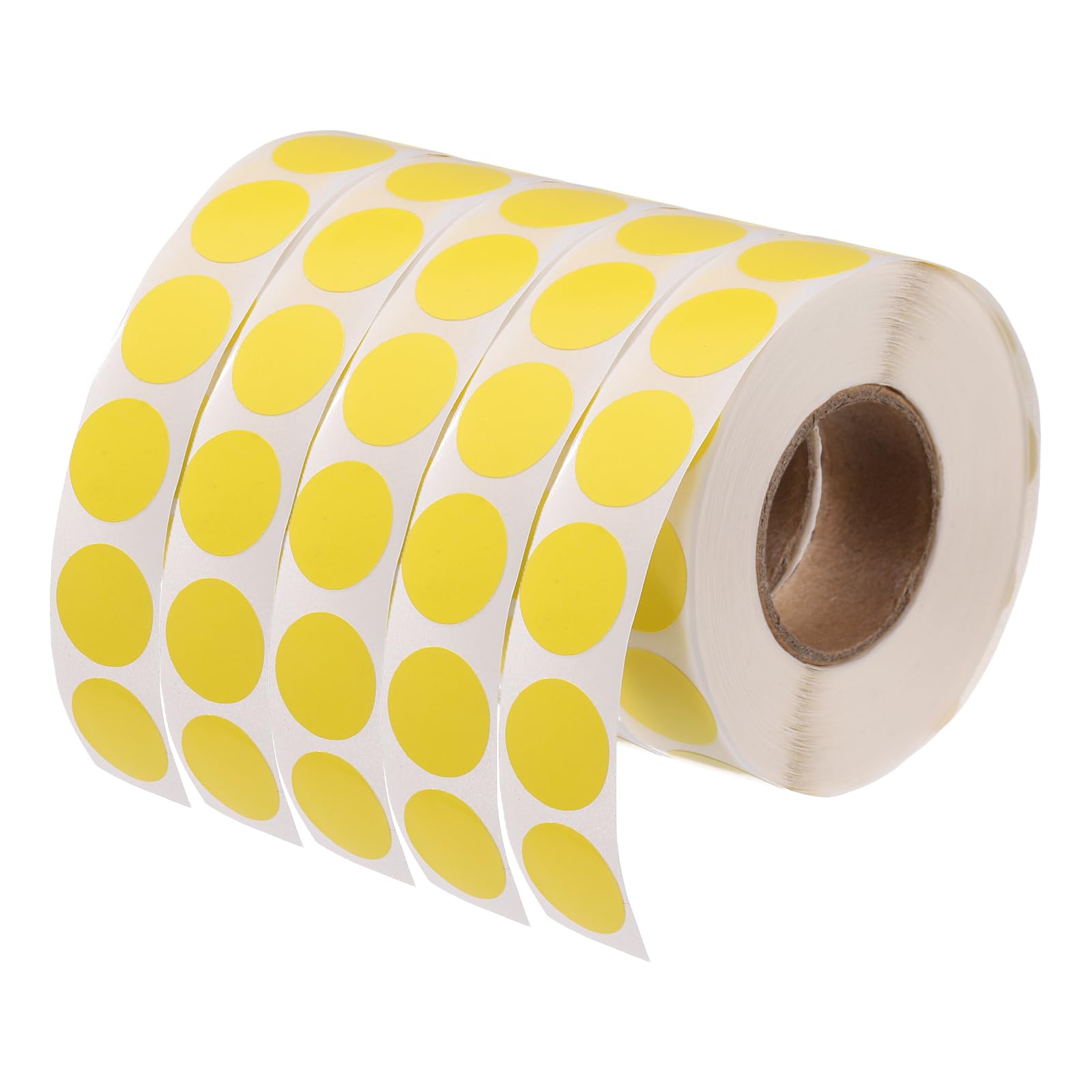 PATIKIL 5000 Pcs Colored Dots Stickers, 13mm Adhesive Round Color Coding Labels Sticky Polka Circle Price Sticker for Office Classroom Papers Shop, Yellow (1000 Pcs Per Roll, 5 Rolls)