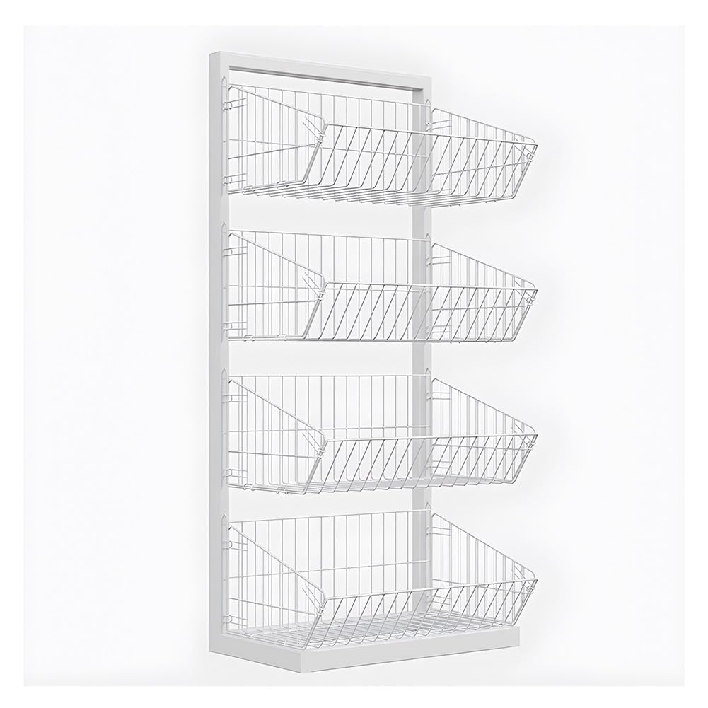 Półki na przekąski w supermarkecie, metalowy stojak, owoce, warzywa, przekąski(Biały 62x37x140 cm)