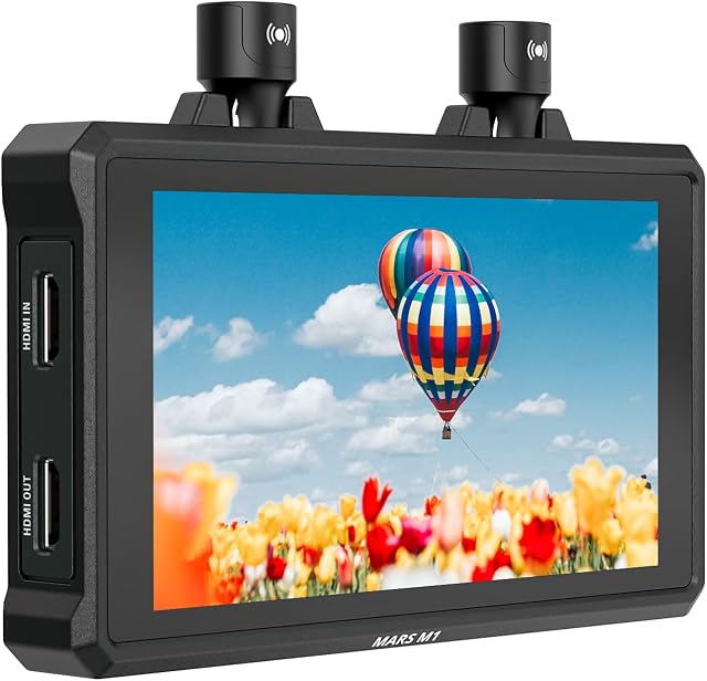 Hollyland Mars M1 Camera Field Monitor 4K HDMI & SDI Video Transmission System 150m Range 0.08s Latency FHD 1920x1080 1000nit 5.5" Touch 3D LUT APP Monitoring DC-Out Interface (1 Set)
