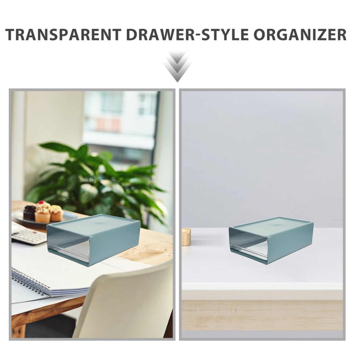 SHINEOFI Organizer da Scrivania a Cassetti 3 Pezzi Blu Hips Pet | Moduli Scomparti Regolabili, Struttura Robusta, per Vanity e Ottimizzazione dello Spazio