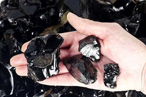 Miniatura 2 de Fantasia Materiales 1 libra de piedras en bruto de obsidiana negra de México - Vidrio de volcán natural crudo