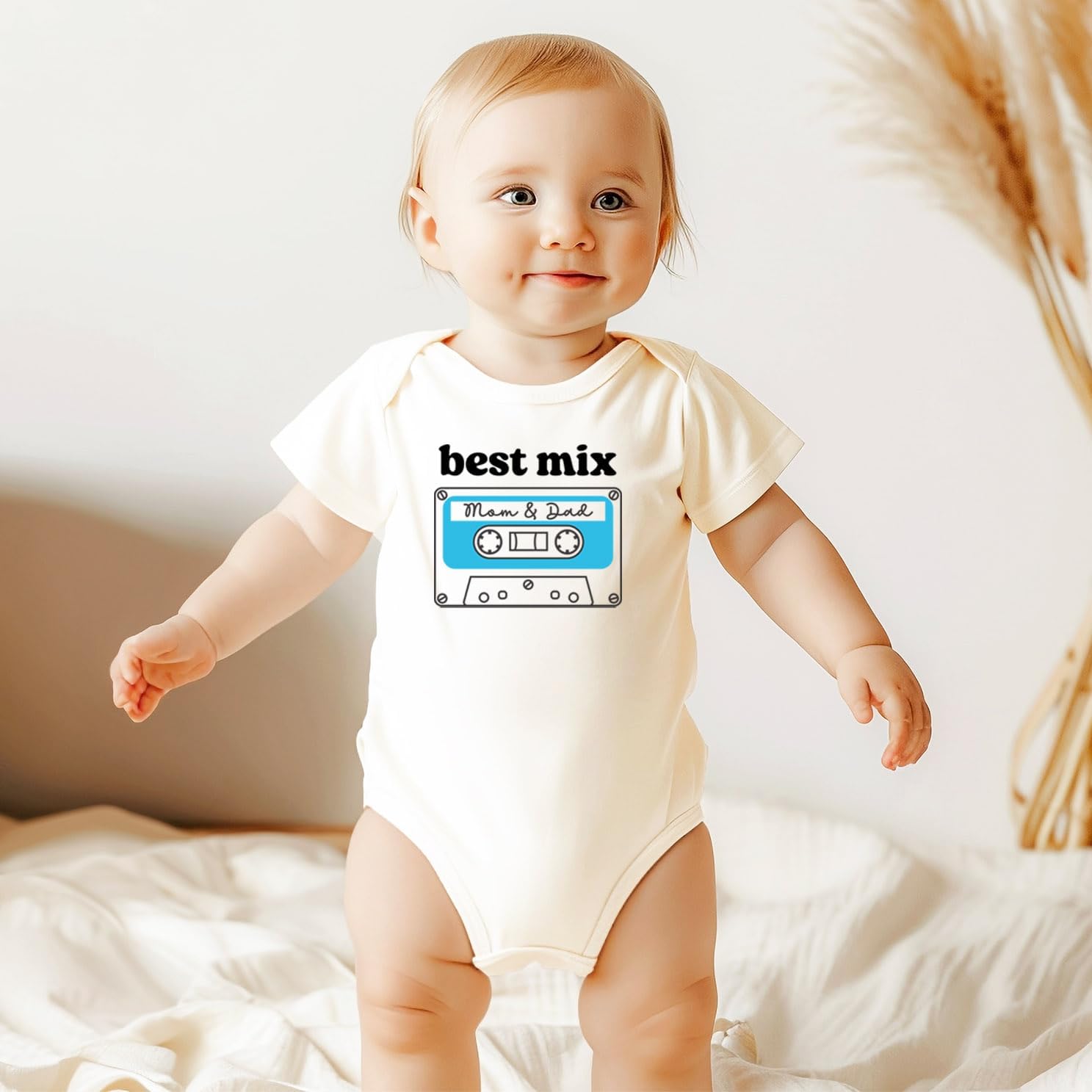 Olive Loves Apple Best Mix Mom and Dad Cassette Tape Shirt or Bodysuit for Girls and Boys