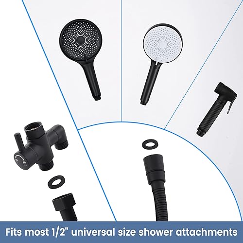 Miniatura 3 de Manguera de ducha de metal para cabezales de ducha de mano, acero inoxidable negro extra largo de 71 pulgadas, pieza de repuesto universal para