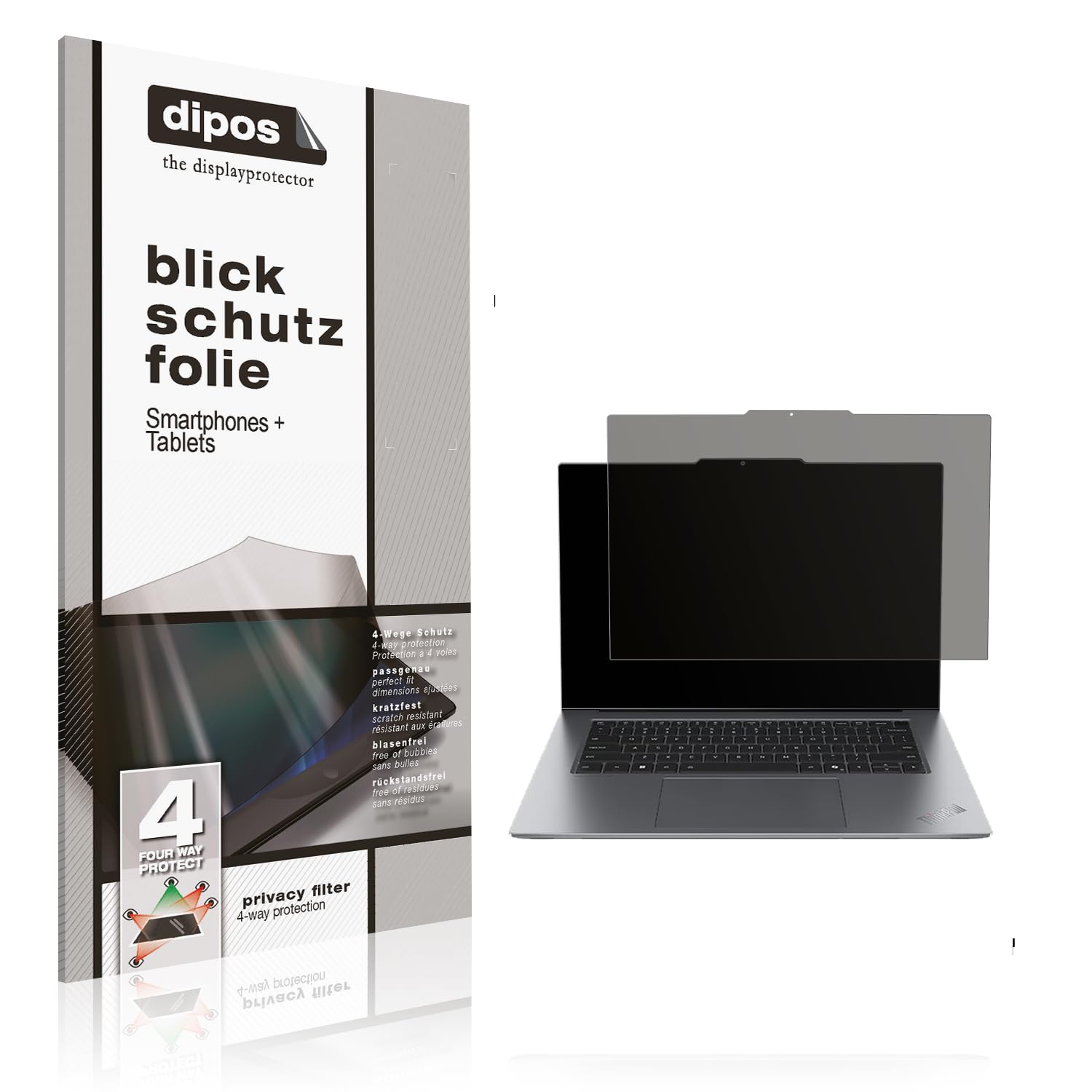 dipos Blickschutzfolie für Lenovo ThinkPad X9 15 G1 | Displayschutz matt mit 4-Wege Sichtschutz-Effekt, Privacy Filter, passt perfekt, kratzfest, blasenfrei, selbstklebend