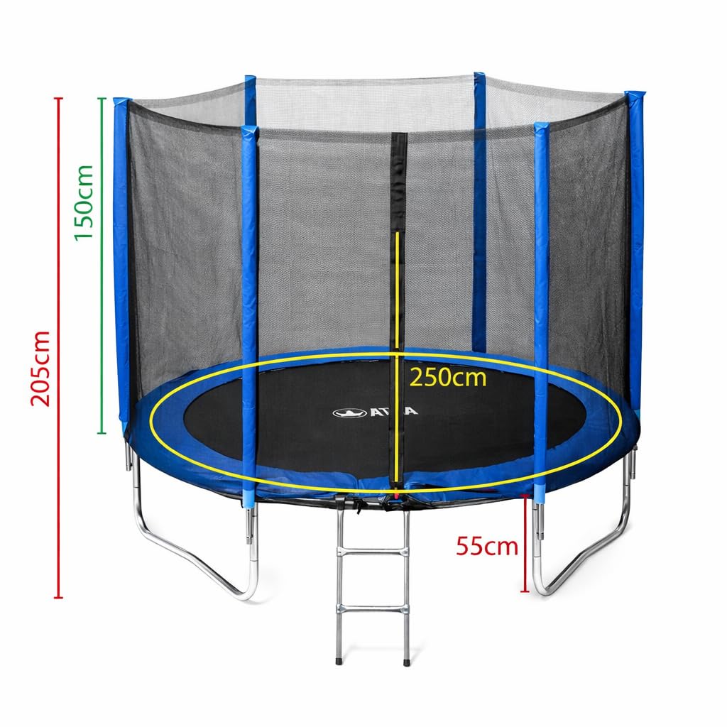 Cama Elástica Infantil ATAA 250 cm Azul con Red de Seguridad y Escalera