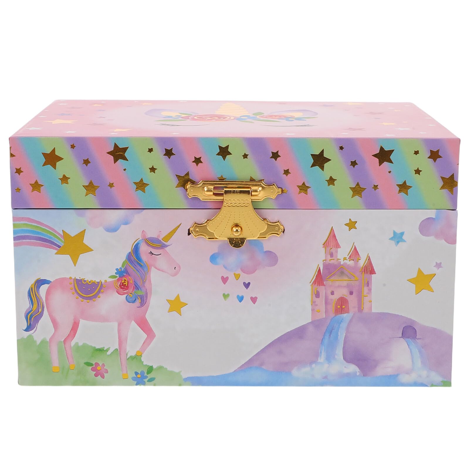 SUPVOX Joyero Musical Infantil con Compartimentos Múltiples de Unicornio Caja Decorativa de Madera y Metal Obsequio de Cumpleaños para Habitación de Niñas