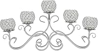 Vista 8 de Portavelas de cristal con 5 brazos plateados, candelabro, centros de mesa para comedor, sala de estar, candelabros, candelabros, decoración
