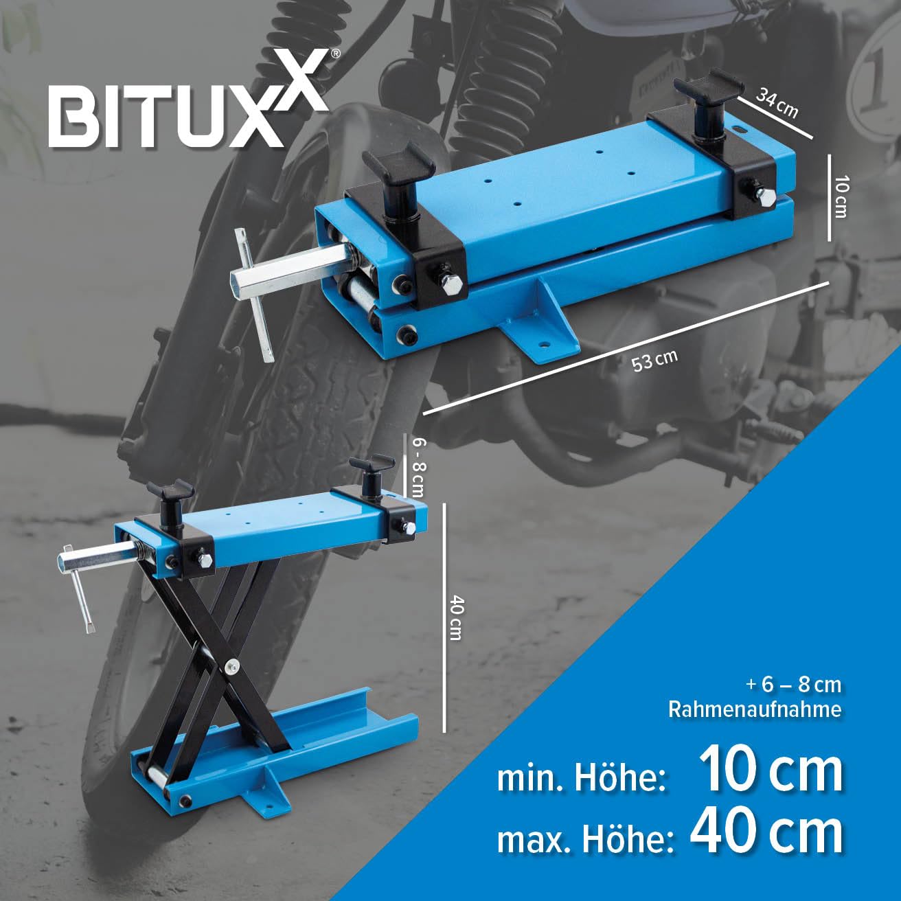 Bituxx Motorrad Heber Hebebühne Montagebock Scherenheber Montageständer Lift mit Bodenfixierung bis 500kg