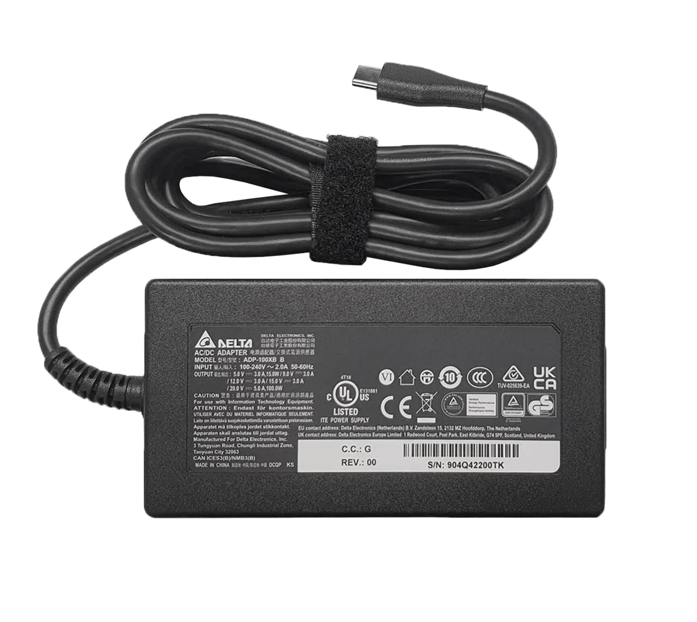 TECHNOLOGYVS 100W DELTA USB-C LAPTOP ADAPTER FOR LENOVO THINKPAD