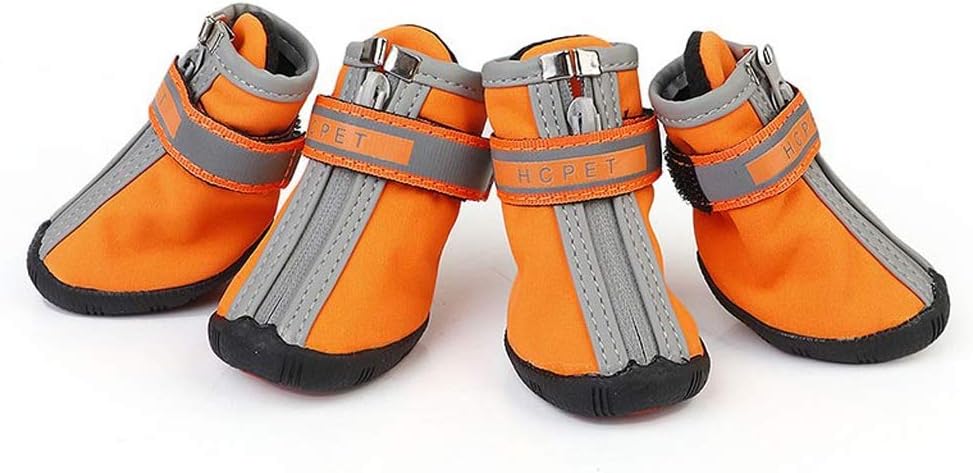 Winter Dog Shoes Warm Small Big Dogs Shoes Socks Waterproof Reflective Dog Boots Paw Protector Non Slip Rain Snow Pet Booties (Size : 4)