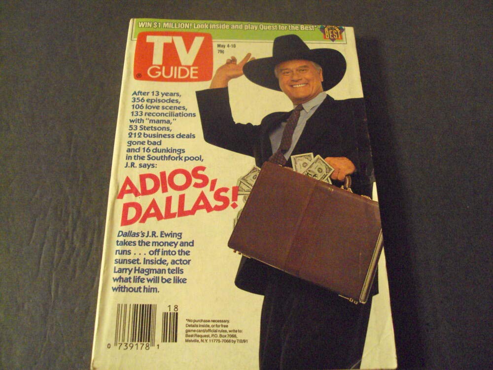TV Guide May 4-10 1991 Adiios Dallas,Larry Hagman